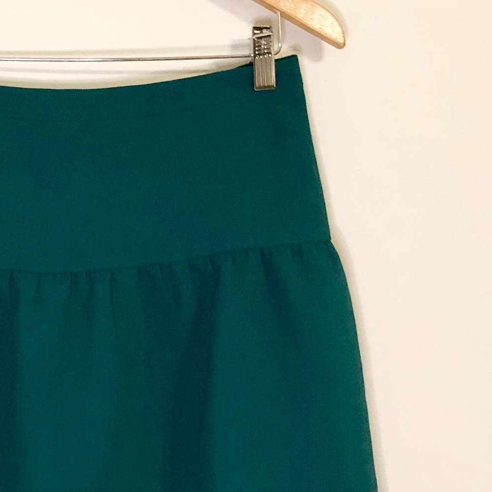 JCREW Green Crepe Flounce Skirt